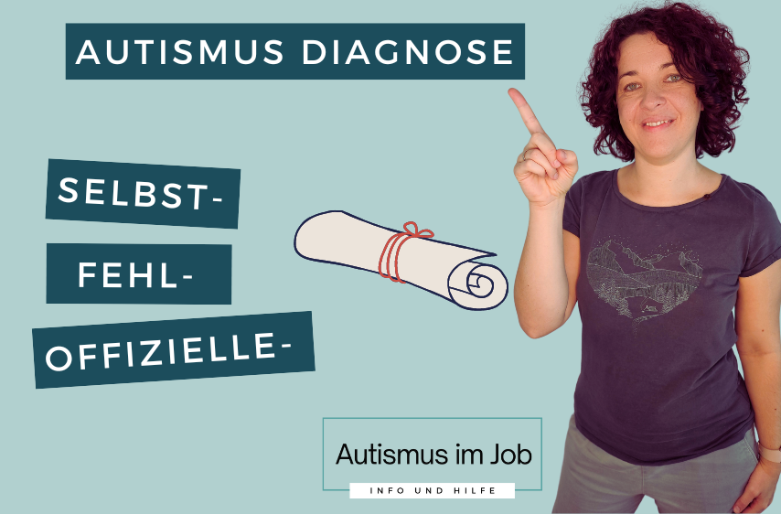 Paulina Hornbachner zeigt auf einen Text: "Autismus Diagnose - Selbst-, Fehl-, Offizielle"